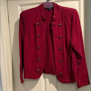 Tommy Hilfiger Elegant Red Double-Breasted Knit Blazer